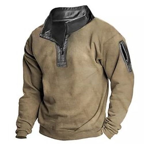 Men's Sweatshirt Pullover Solid Color Daily Holiday Going out Streetwear Casual Clothing Apparel Hoodies Sweatshirts Long Sleeve Khaki - Ador ES - Modalova