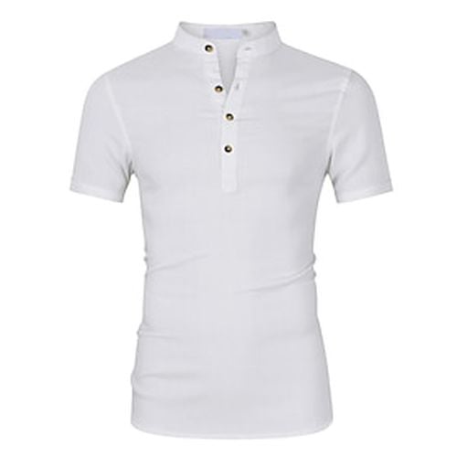 Men's Shirt T-shirt Sleeve Basic Round Neck Thin Summer White LightBlue Apricot Coffee - Ador.com UK - Modalova