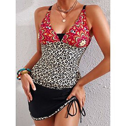 Women's Swimwear Tankini 2 Piece Plus Size Swimsuit Leopard 2 Piece Printing Red Bathing Suits Beach Wear Summer Sports - Ador.com UK - Modalova