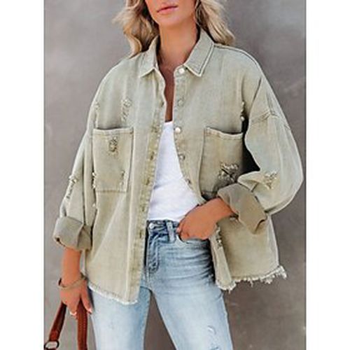 Women's Denim Jacket Spring Fall Street Daily Wear Vacation Regular Coat Windproof Breathable Regular Fit Stylish Chic Modern Street Style Jacket Long - Ador.com UK - Modalova