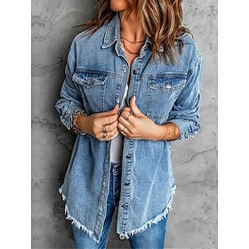 Women's Denim Jacket Fall Winter Street Daily Wear Vacation Regular Coat Windproof Regular Fit Comtemporary Stylish Casual Daily Jacket Long Sleeve Ta - Ador.com UK - Modalova
