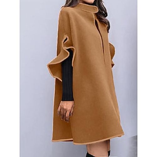 Women's Winter Coat Coat Pea Coat Outdoor Street Daily Wear Warm Breathable Single Breasted Ruffle Fashion Daily Casual Stand Collar Loose Fit Color B - Ador.com UK - Modalova