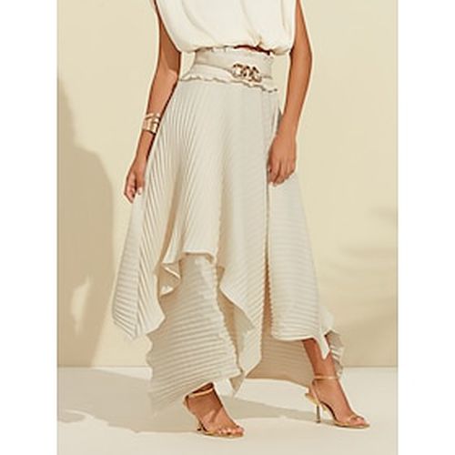 Women's Pleated Maxi Skirt Asymmetrical Handkerchief Hem Belted High-Waist Flowy Elegant Casual Work Spring Summer - Ador.com - Modalova
