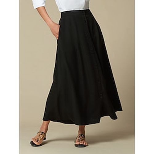 Women's Tencel Black Button Up Pocket Prarie Maxi Skirt - Ador - Modalova