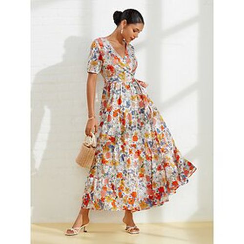 Cotton Floral Crossover Collar Maxi Dress - Ador - Modalova