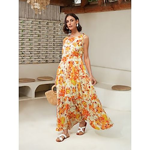 Chiffon Floral Print Swing Maxi Dress - Ador - Modalova