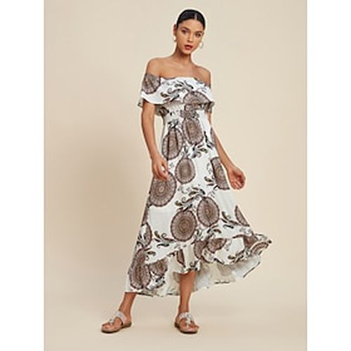 Satin Paisley Pattern Off Shoulder Midi Dress - Ador.com - Modalova