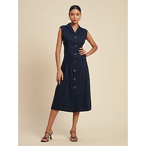 Cotton and Linen Button Up Sleeveless Midi Dress - Ador.com - Modalova