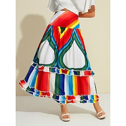 Multi Color Ruffle Peplum Skirt - Ador.com - Modalova