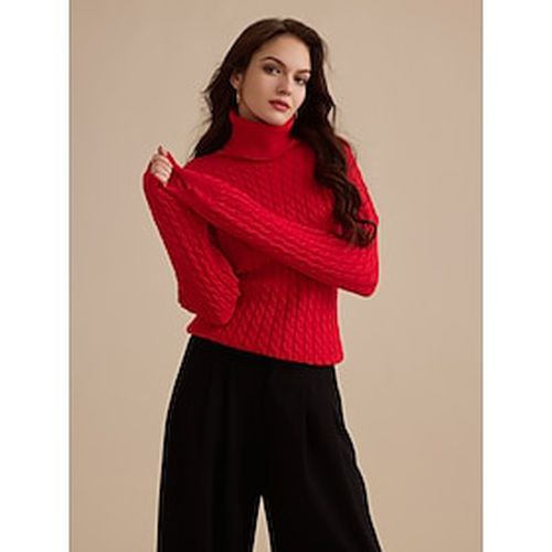 Stylish Cable Knit Turtleneck Sweater - Ador - Modalova