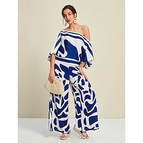 Abstract Casual Puff Sleeve Elegant Bateau Two Piece Set - Ador - Modalova