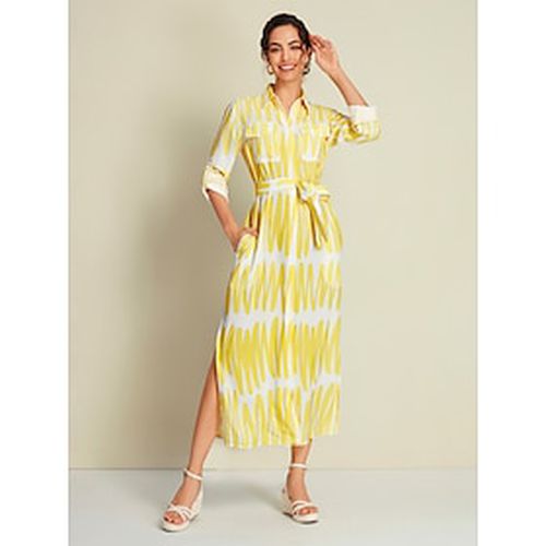 Satin Lines Shirt Collar Maxi Shirt Dress - Ador.com - Modalova