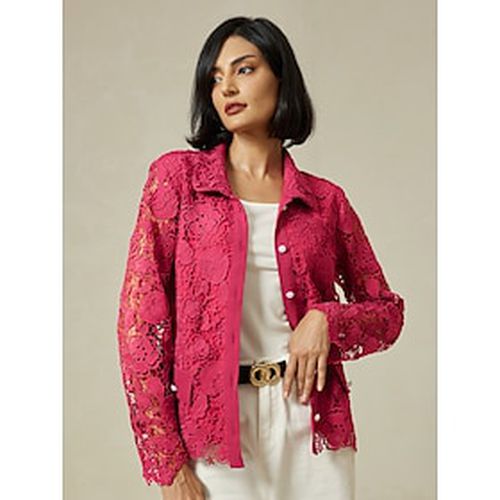 Lace Button Down Daily Shacket - Ador.com - Modalova