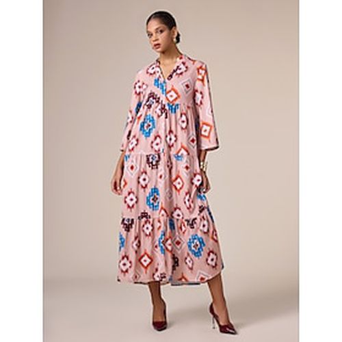 Satin Geometric Printing Vacation Ethnic Style Maxi Dress - Ador - Modalova