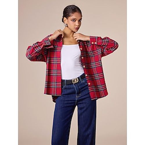 Cotton Plaid Collared Long Sleeve Shirt - Ador - Modalova