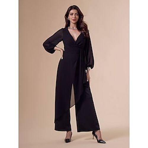 Asymmetrical Deep V Wide-legged Jumpsuit - Ador.com - Modalova