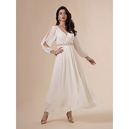 Chiffon Pearl Cold Shoulder Elegant Maxi Dress - Ador - Modalova