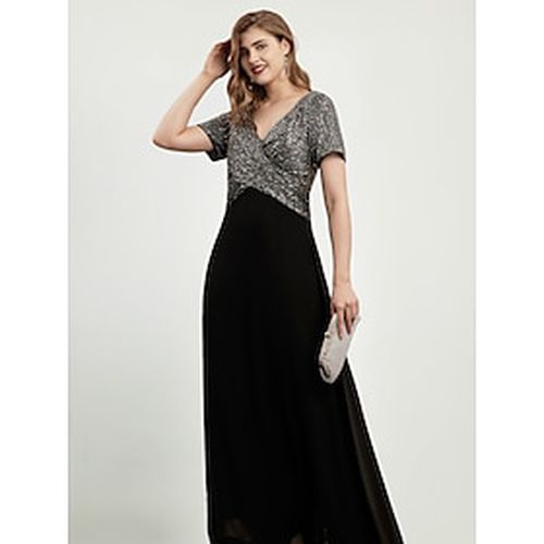 Sequin Wedding Guest V Neck Contrast Maxi Dress - Ador - Modalova