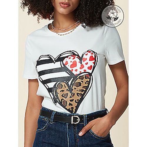 Cotton Heart Leopard Valentine's Day Women's Casual Daily T shirt Short Sleeve Crew Neck T shirt Outdoor - Ador.com - Modalova