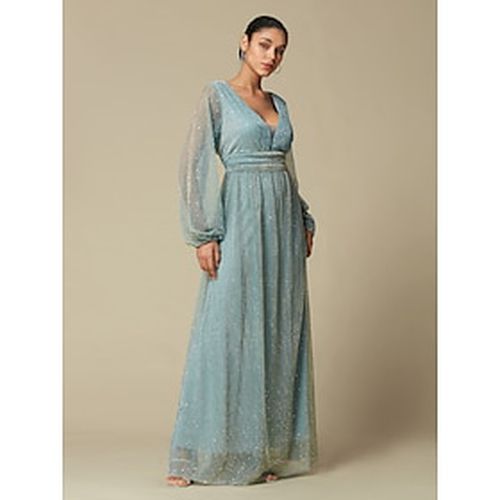 Green Fashion Party/Wedding Guest V Neck Long Sleeve Sparkle Polyester Maxi Dress dress to impress 2024 - Ador.com - Modalova