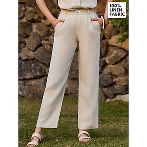 Linen Women's Pants Trousers Straight Full Length Linen Slacks Breathable And Soft Luxurious Linen Pocket High Cut High Waist Classic Casual Daily Wea - Ador.com - Modalova