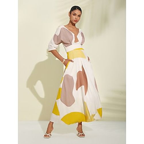 Satin Wedding Guest Pocket Floral V Neck Maxi Dress - Ador.com - Modalova