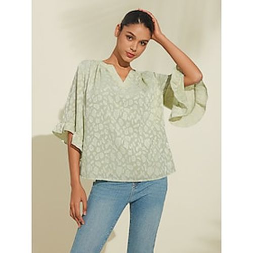 Chiffon Mesh Sleeve Ruffle Peplum Shirt - Ador.com - Modalova