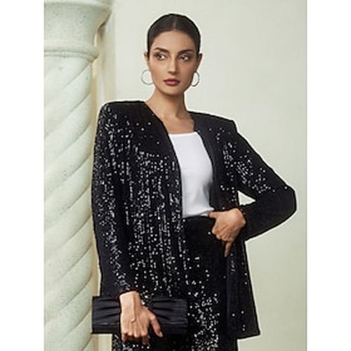 Sequin Fashion Crew Neck Long Sleeve Jacket - Ador.com - Modalova