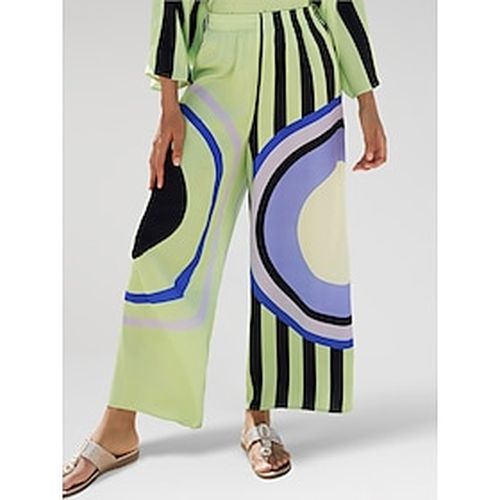 Satin Geometric Print Relaxed Elasticity Straight Pants - Ador - Modalova