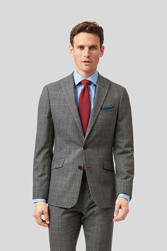 Grey Slim Fit Prince Of Wales Check Business Suit Jacket Gre size 40S - Charles Tyrwhitt - Modalova