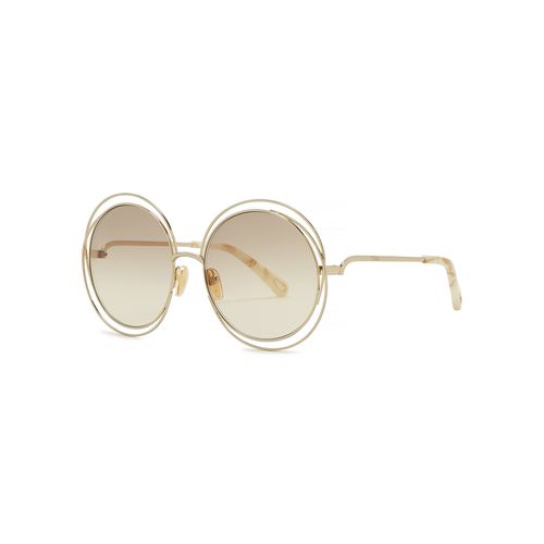Carlina Gold-tone Round-frame Sunglasses, Sunglasses, Cream Tips - Chloé - Modalova