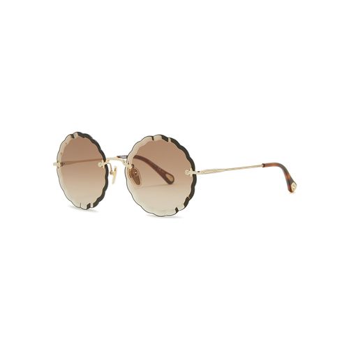 Rosie Scalloped Round-frame Sunglasses, Sunglasses, Gold Tone - Chloé - Modalova