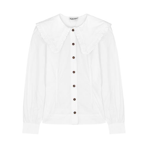 Ganni White Cotton-poplin Shirt - 8 - Ganni - Modalova