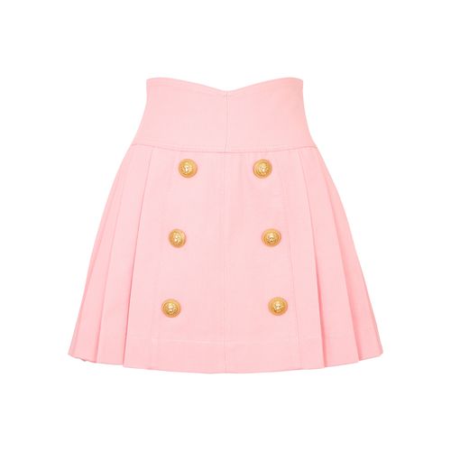Pleated Denim Mini Skirt - - 10 - Balmain - Modalova