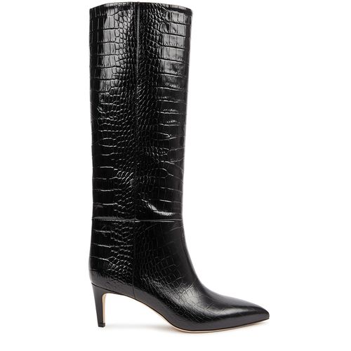 Crocodile-effect Leather Knee-high Boots - - 3 - Paris Texas - Modalova