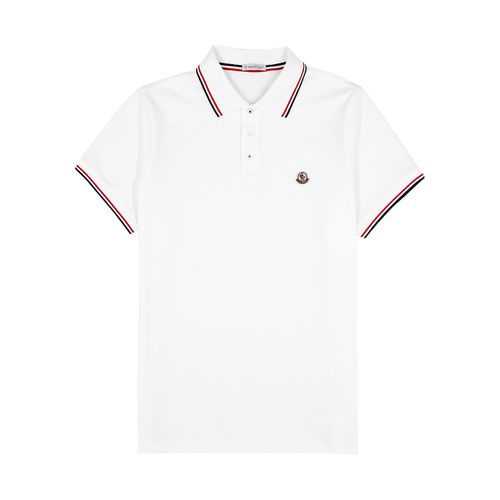 White Piqué Polo Shirt, Polo Shirt, White, - L - Moncler - Modalova