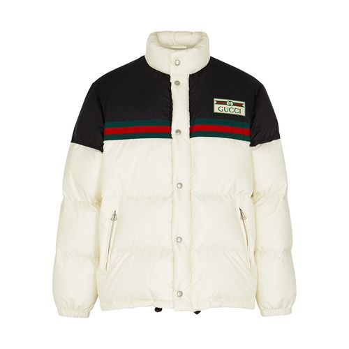 Panelled Quilted Shell Jacket, White, Jacket, Quilted, High Neck - Gucci - Modalova