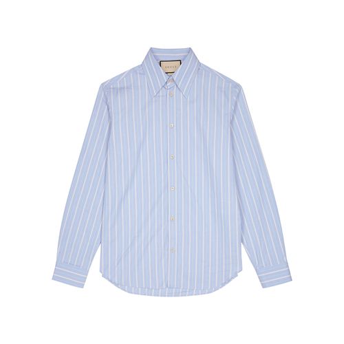 Blue Striped Cotton-poplin Shirt - - 15.5 - Gucci - Modalova