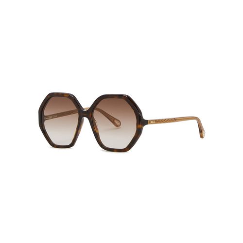 Esther Tortoiseshell Hexagon-frame Sunglasses, Brown Lenses - Chloé - Modalova