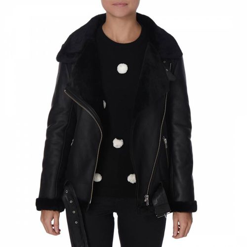 Black Merino Sheepskin Coat - Shearling Boutique - Modalova