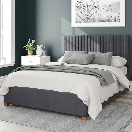 Grant Plush Velvet Double Ottoman Bed Steel - Aspire Furniture - Modalova