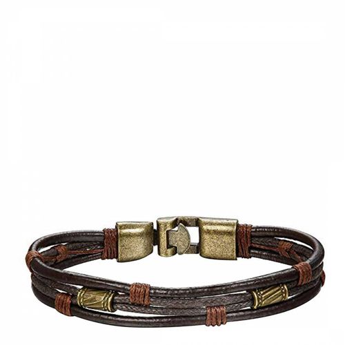 Gold / Brown Leather Bracelet - Stephen Oliver - Modalova