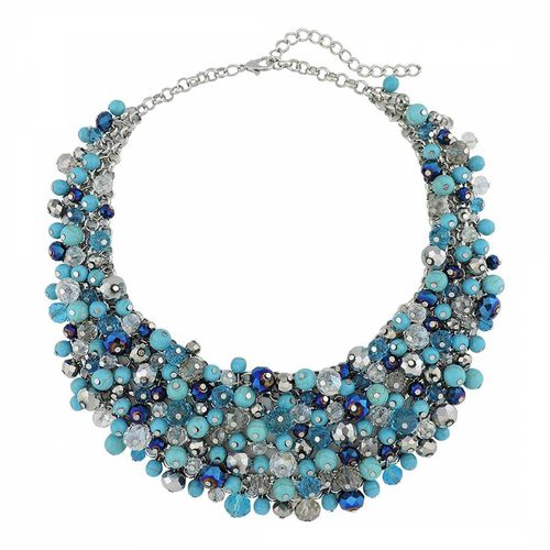 Silver Plated Turquoise & Aqua Blue Crystal Necklace - Liv Oliver - Modalova