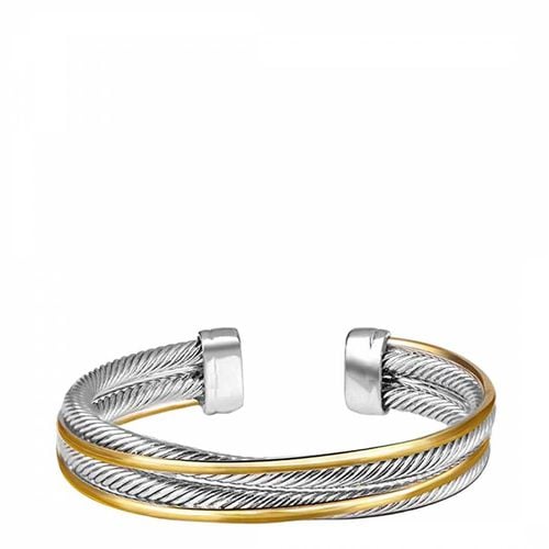 K & Silver Two Tone Embelished Cuff Bangle - Liv Oliver - Modalova