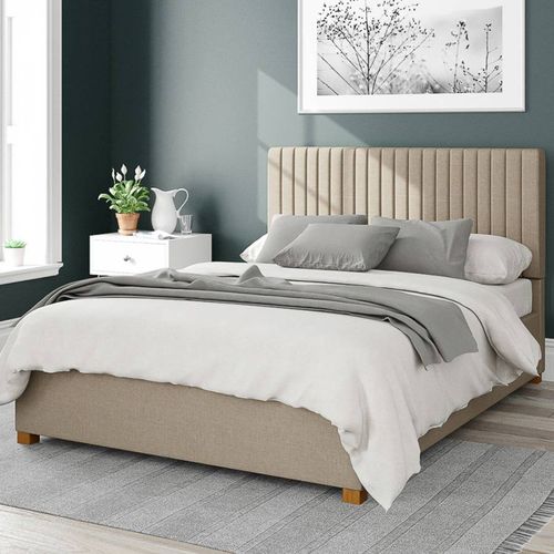 Grant Eire Linen Double Ottoman Bed Natural - Aspire Furniture - Modalova