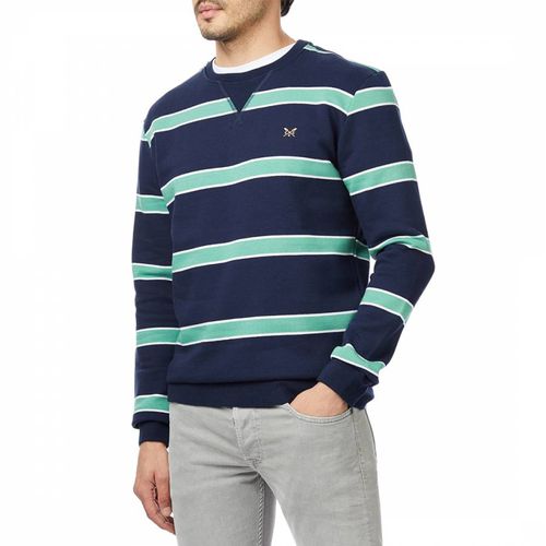 Navy Striped Cotton Blend Sweatshirt - Crew Clothing - Modalova