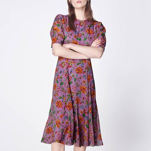 Purple Garland Silk Dress - L K Bennett - Modalova