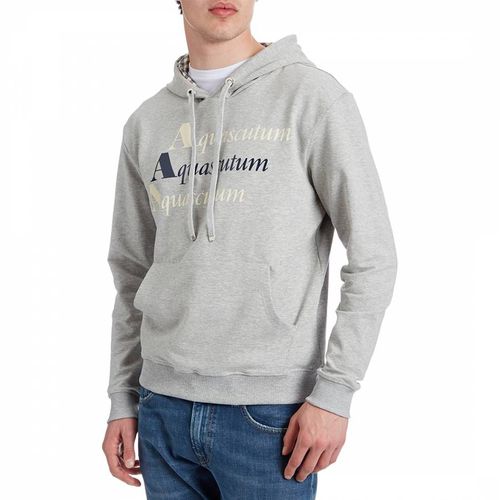 Grey Triple Logo Cotton Hoodie - Aquascutum - Modalova