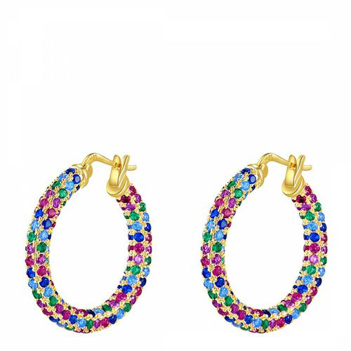 K Multi Color Pave Hoop Earrings - Liv Oliver - Modalova