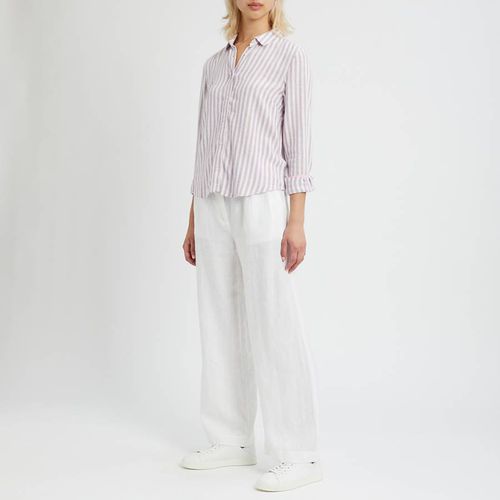 Lilac/Ivory Striped Linen Shirt - Crew Clothing - Modalova
